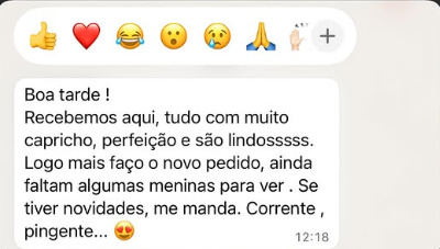 Mensagem sobre cuidado e capricho no pedido